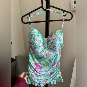 Vintage LILLY PULITZER Swimsuit Tankini
Blue 2 Piece Halter Top Vintage Size 12